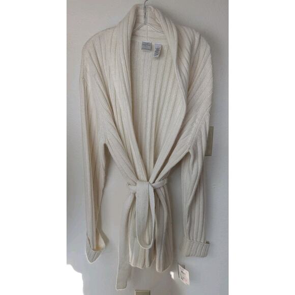 Belted Cardigan Angora Rabbit Hair Blend Soft Rib Knit Cozy. Softgirl Sz. L - Picture 1 of 6